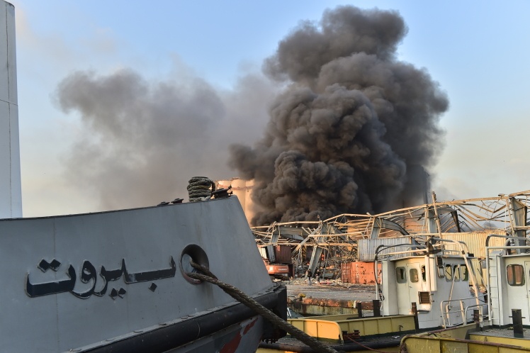 Залишки човнів у марині порту Бейруту відразу після вибуху на складі.