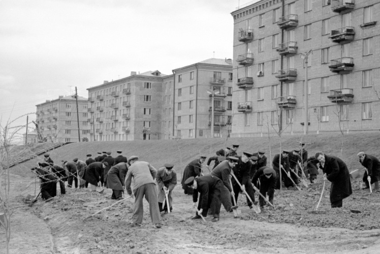 Недільник у Первомайському житловому масиві Соломʼянського району Києва, липень 1960 року.