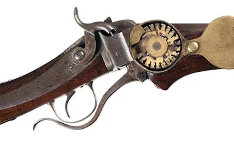 Sharps Rifle Co. carbine with a manual coffee grinder built into the handle.
