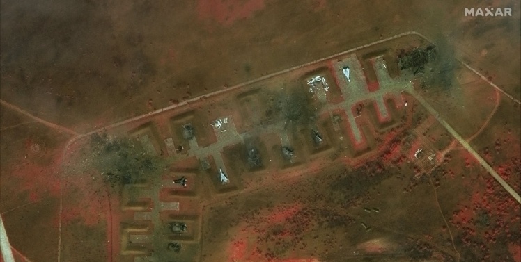 Satellite images of Saksky airfield in Crimea after the explosions